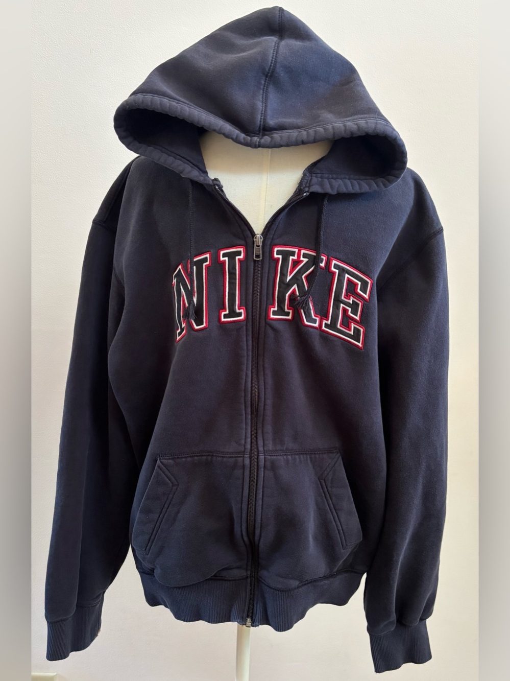 Vintage Nike Zip Hoodie XL Black Distressed Y2K Streetwear